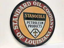 Standard Oil  Company Of Louisiana Stanocola Gas Gasoline  metal Round  sign