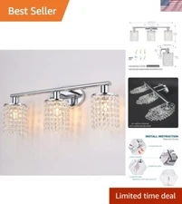 Bathroom Light Fixtures 3-Lights Crystal Wall Sconce Vanity Light Fixtures fo...