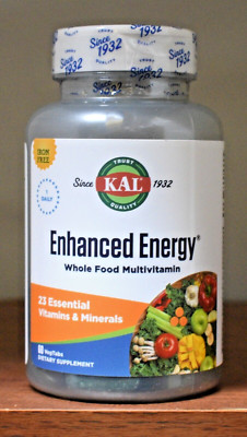 KAL Enhanced Energy Once Daily Iron Free Whole Food Multivitamin 60 Tablets