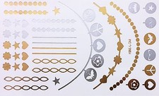 Tattoo Gold Silver Disposable Adhesive Flash Temporary 41teile Band Chain Foot
