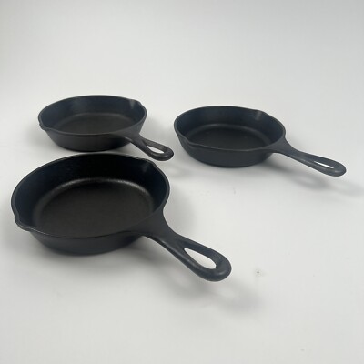 3 Lodge 3SK Cast Iron Skillet Frying Pans Made in USA