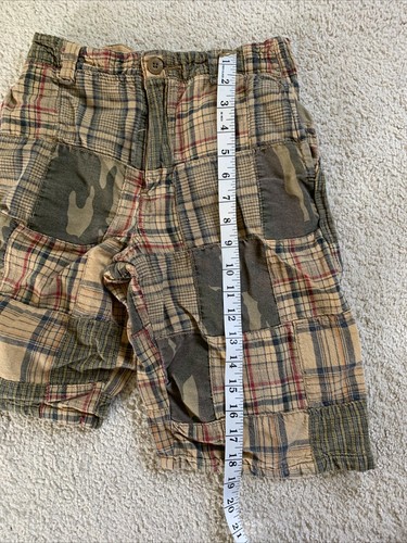Ruff Hewn Brown & Camo Patchwork Plaid Cargo Shorts Y2K Lot Of 2 Boys 10 & 12 - Picture 3 of 11