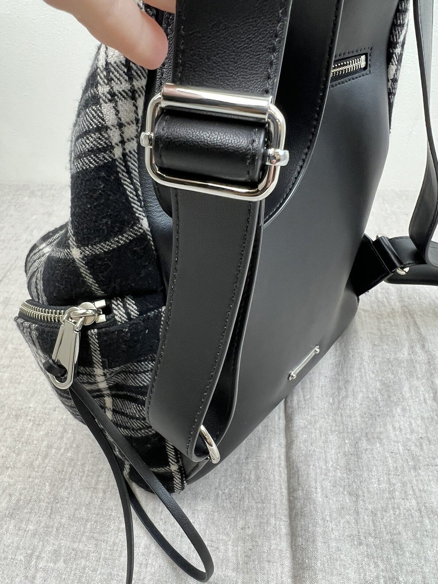 Rebecca Minkoff Julian Backpack Black/White Plaid Wool  display picture 2
