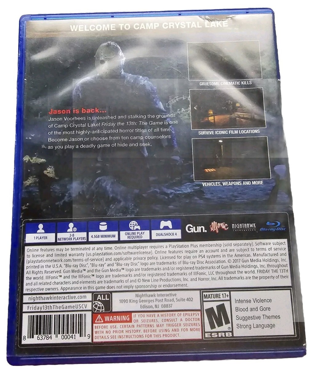 Friday the 13th: The Game (PlayStation 4, 2017) Disc with Case