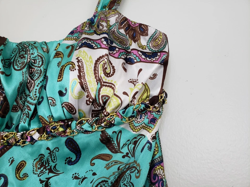 A5) VTG 90s Y2K Satin Babydoll Top Womens size M Paisley Whimsigoth Fairy Grunge - Image 3 of 4