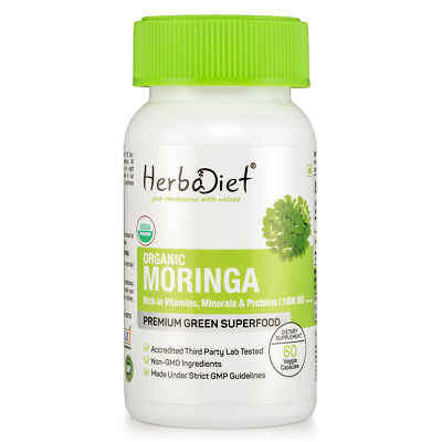 ORGANIC Moringa Oleifera Leaf Capsules Vitamin C Rich Superfood Multi Vitamins