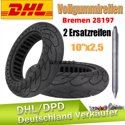 2x Für Ninebot Max G30D, Hiboy S2 MAX Vollgummi Reifen 10x2.5 60/70-6.5 Scooter