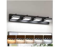 JUSHENG 26.77 in. 4-Light Black LED Vanity Light with 5-CCT Adjustable Switch
