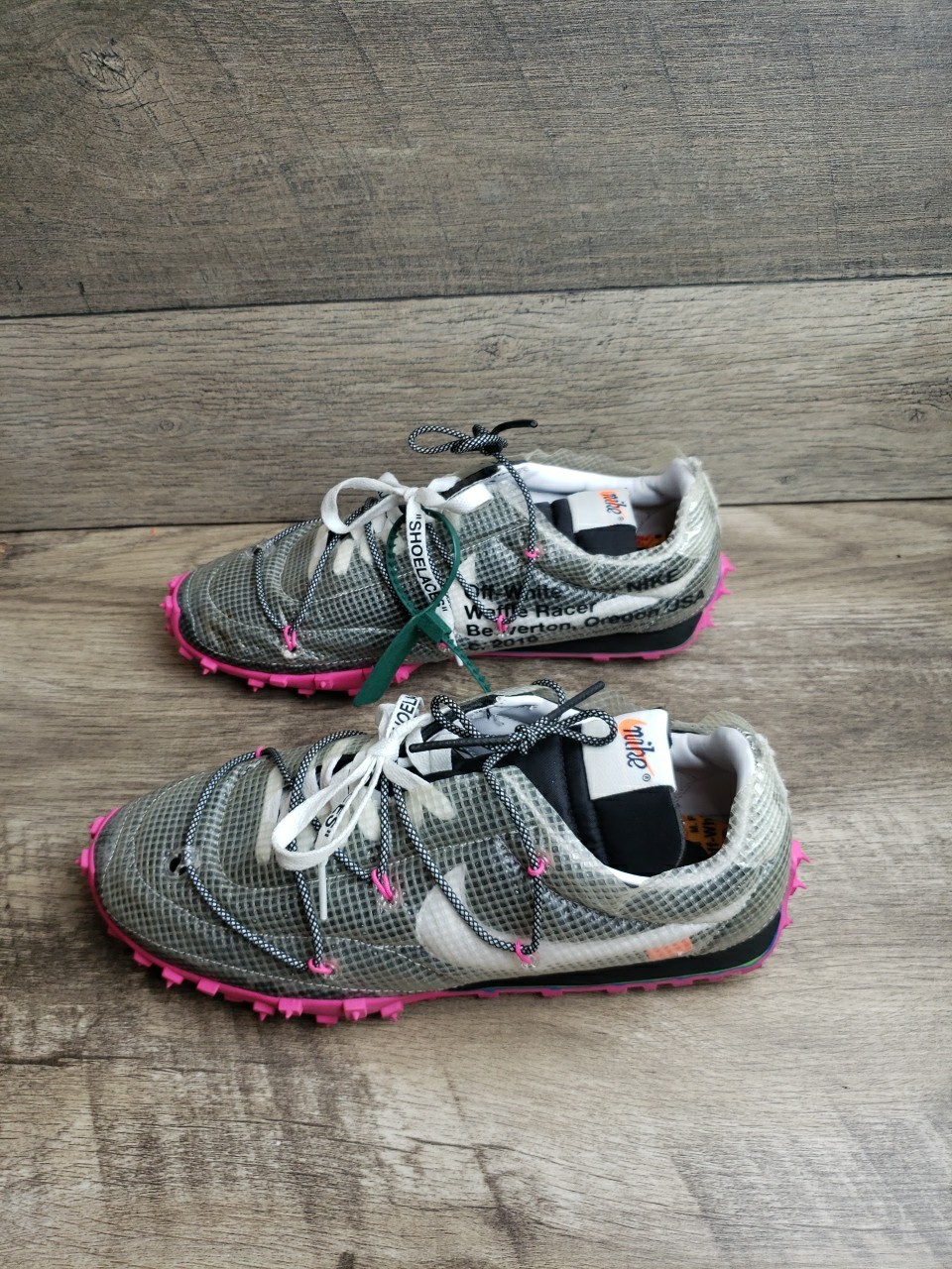 OFF WHITE X NIKE Nike Off White x Waffle Racer Fucsia Retro Sneakers CD8180 001 Donna Taglia 12 5