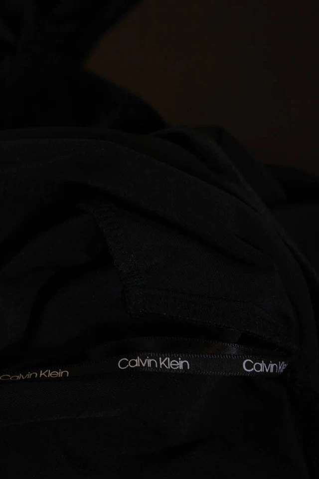 Cárdigan negro Calvin Klein para mujer de terciopelo manga larga dobladillo drapeado cuello en V talla 0X Foto 4 de 4