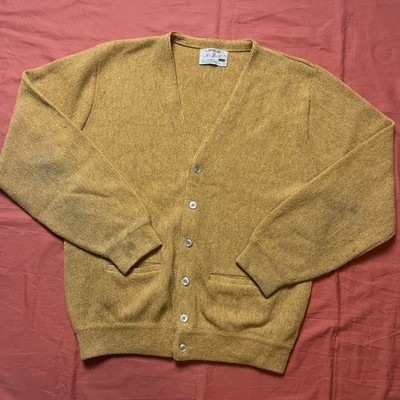 Vintage Arrow Mr Golf 60s Cardigan Size M Alpaca Wool Yellow