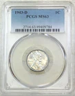 1943-D Lincoln Wartime Steel Cent PCGS MS63 Bright Luster PQ #Y350M