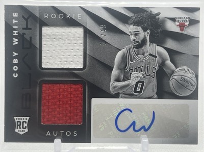  COBY WHITE AUTO/PATCH 2019-20 PANINI BLACK ROOKIE PLAYER WORN PATCH LE /49 