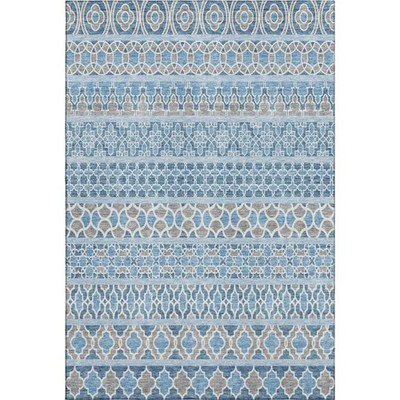 HomeRoots 661468 3 x 5 ft. Sky Blue Gray & Ivory Ikat Washable Machine Made R...