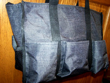 Thirty One Utility Tote Gray Signature Collection 7 Outside Pockets ZIP TOP EC