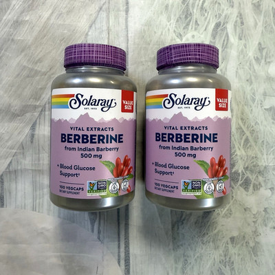 Solaray Vital Extracts Berberine 500mg (100 Vegcaps x2) (2 Packs) Exp. 10/29
