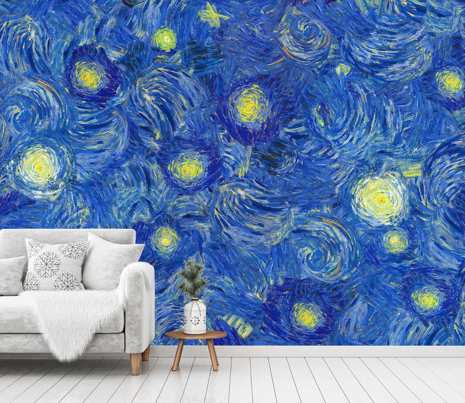 3D Van Gogh Starry Night Oil Painting Wall Murals Wallpaper Murals Wall Sticker