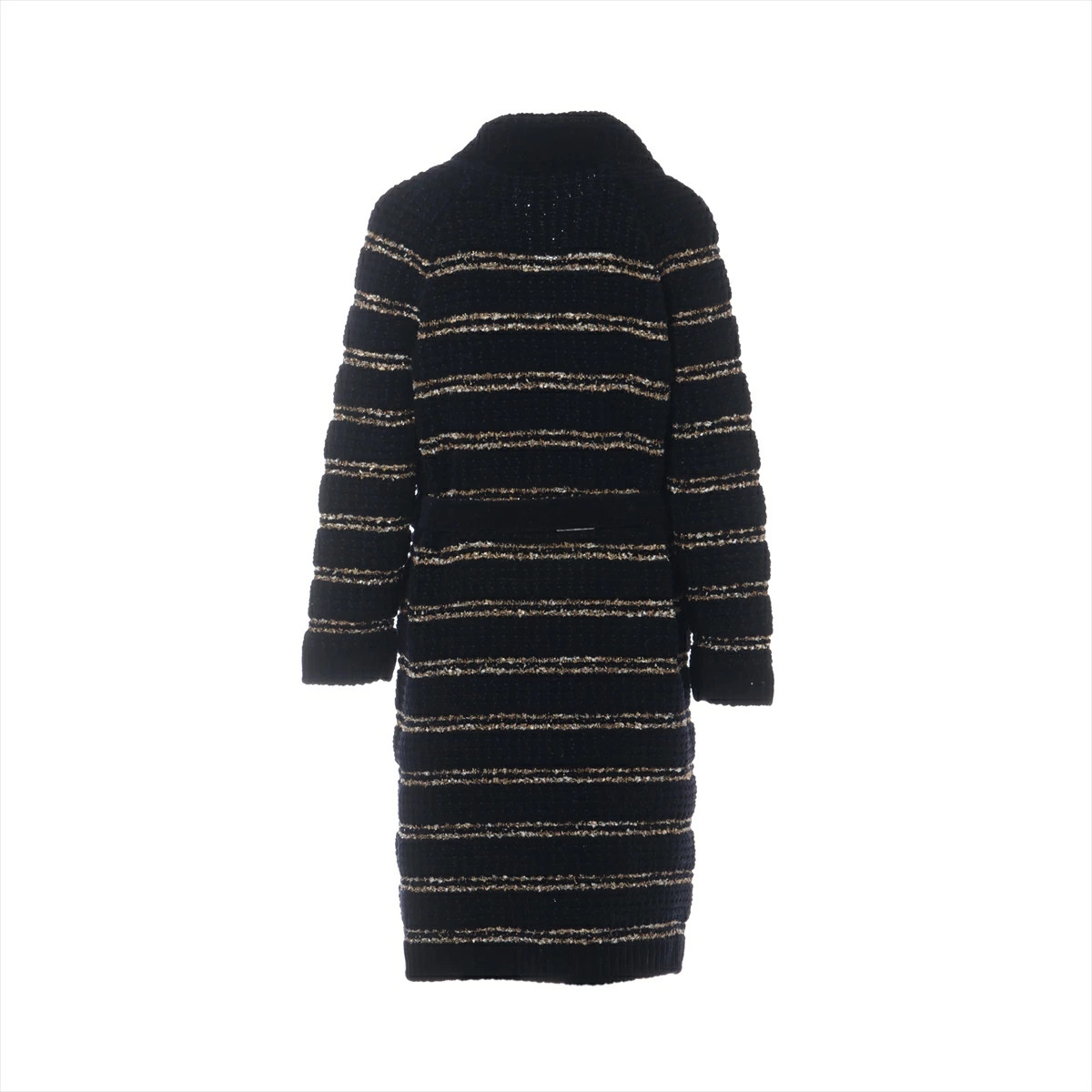 Chanel Coco Button Wool Polyester Coat Navy Gold … - image 2