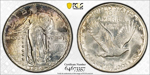 1926-D 25c Standing Liberty Silver Quarter - PCGS MS62