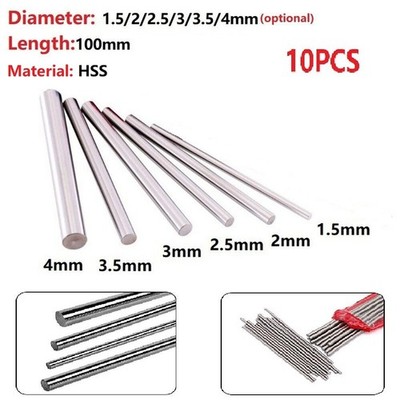 10 Pcs HSS 100mm Round Bar 1.5/2/2.5/3/3.5/4mm Dia For Carving Knives,bead Pins