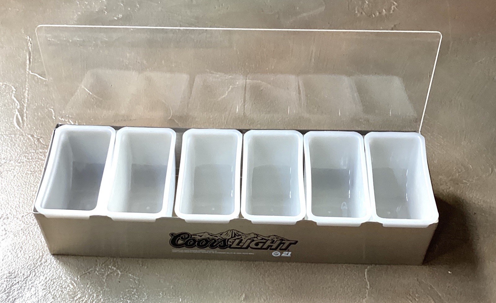 Coors Light Stainless Steel Bar Condiment Caddy Garnish Tray 6 Compartment NOB
