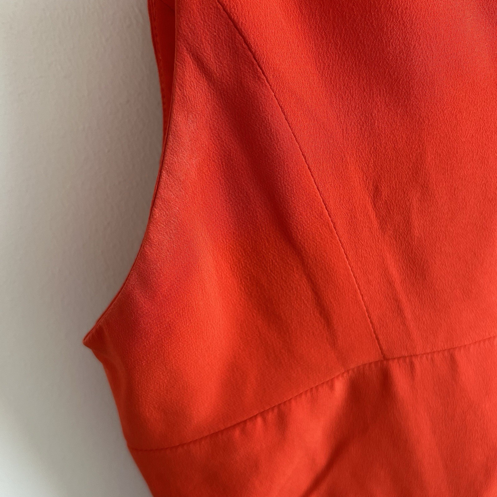 Zimmermann V Tuck Midi Dress Size 2 AU 12/US 8 Silk Red Orange Plunge Sleeveless