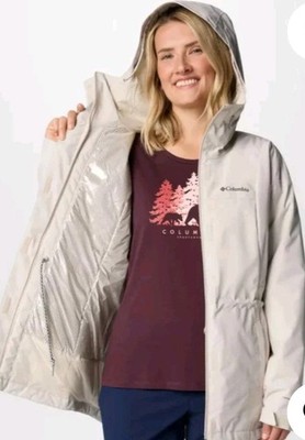 Womens Columbia  Hikebound II Long Omni Heat Insulated  Waterproof  Jacket Sz XL