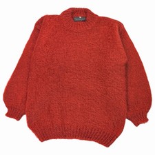 VTG 80  s Mohair Sweater Small Orange Pullover Shaggy Made In UK Gold Label