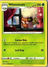 Whimsicott 006/202 Rare Sword and Shield Base Set Lightly Played Pokemon Card