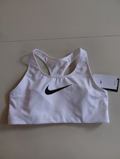 NIKE WOMEN HIGH SUPPORT SPORT TRAINING BRA SZ LARGE NWT New White Black Swoosh