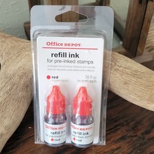 Office Depot Refill Ink for Pre-Inked Stamps Red 2 Pack 603-237