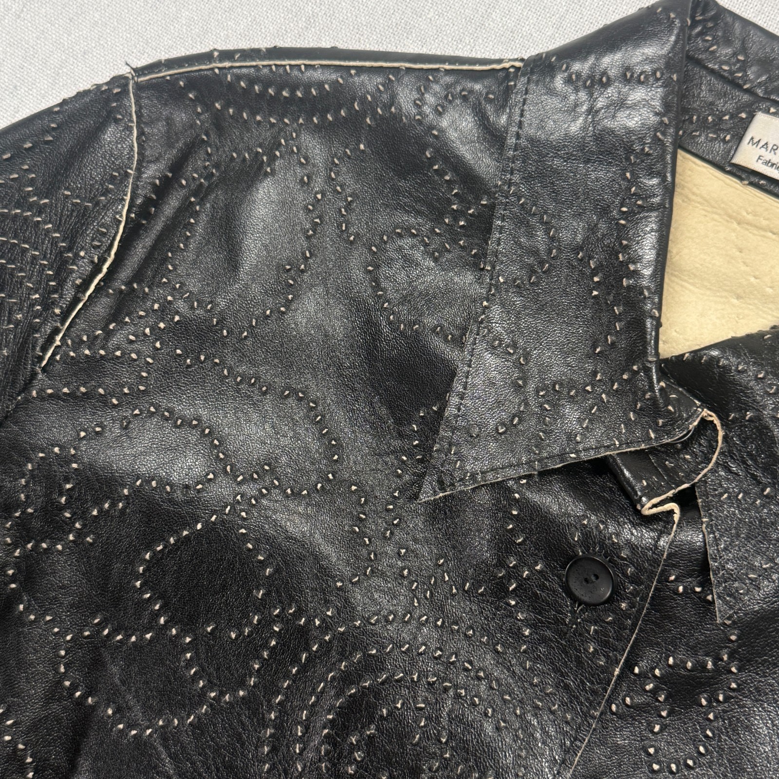 Marisa Minicucci Leather Button Front Perforated … - image 1