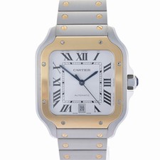 2024 Cartier Santos Large W2SA0009 Gold & Steel 40mm Automatic Men's Watch + B&P