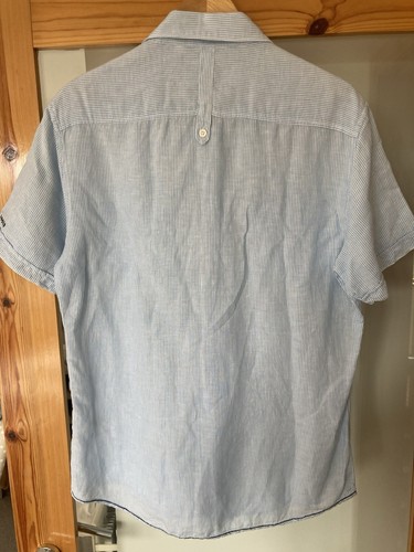 Camisa de lino y algodón ESPRIT NY 10018 | Manga corta | Rayas azules - Talla M-L - Imagen 11 de 16