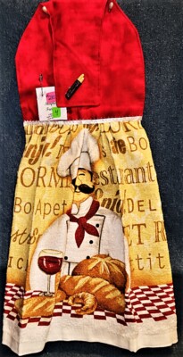 **NEW** Handmade ''Bon Apetit Bread & Wine!'' Hanging Kitchen Hand Towel #2802