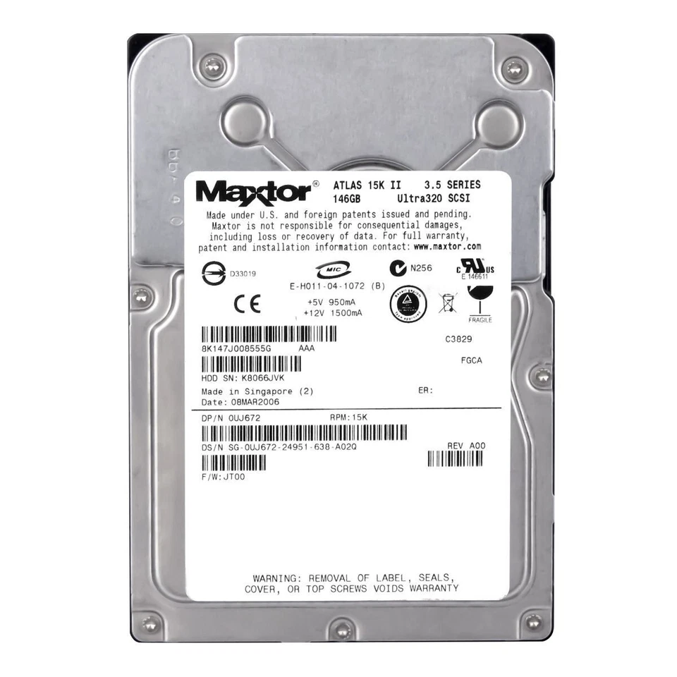 Hard Drive Dell 0UJ672 UJ672 8K147J0 146GB 15000U/Min 8MB SCSI U320 3.5'' Inch - Image 3 of 3