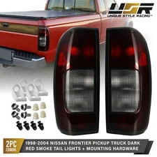 SMOKE RED Tail Light Lamps Pair (L+R) for 1998-2004 Nissan Frontier PickUp Truck