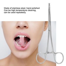 Compact Body Piercing Pliers Stainless Steel Bead Clamping Tool For Tongue Pierc