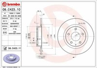 2X Brembo 08.C423.11 Bremsscheibe Hinten FüR Mazda
