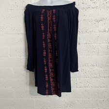 Aeropostale Womens Dress L Blue Off Shoulder Boho 3/4 Sleeve 100% Rayon B8