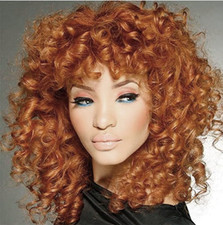 Short Orange Curly Wigs for Black Women Soft Fluffy Curly Wig with Bangs