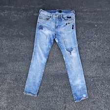  Denim by H M Jeans Super Skinny Size 34 X 30 Distressed Repair By DOZAL