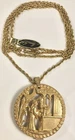 MIRIAM HASKELL VINTAGE GOLDTONE ORIENTAL SCENE MAGNIFYING GLASS NECKLACE (C952)