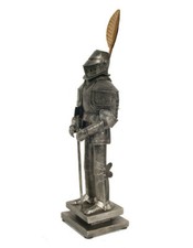 Medieval Knight Suit Of Plate Armor w/ Feather Statue Metal Model 21" Home Decor