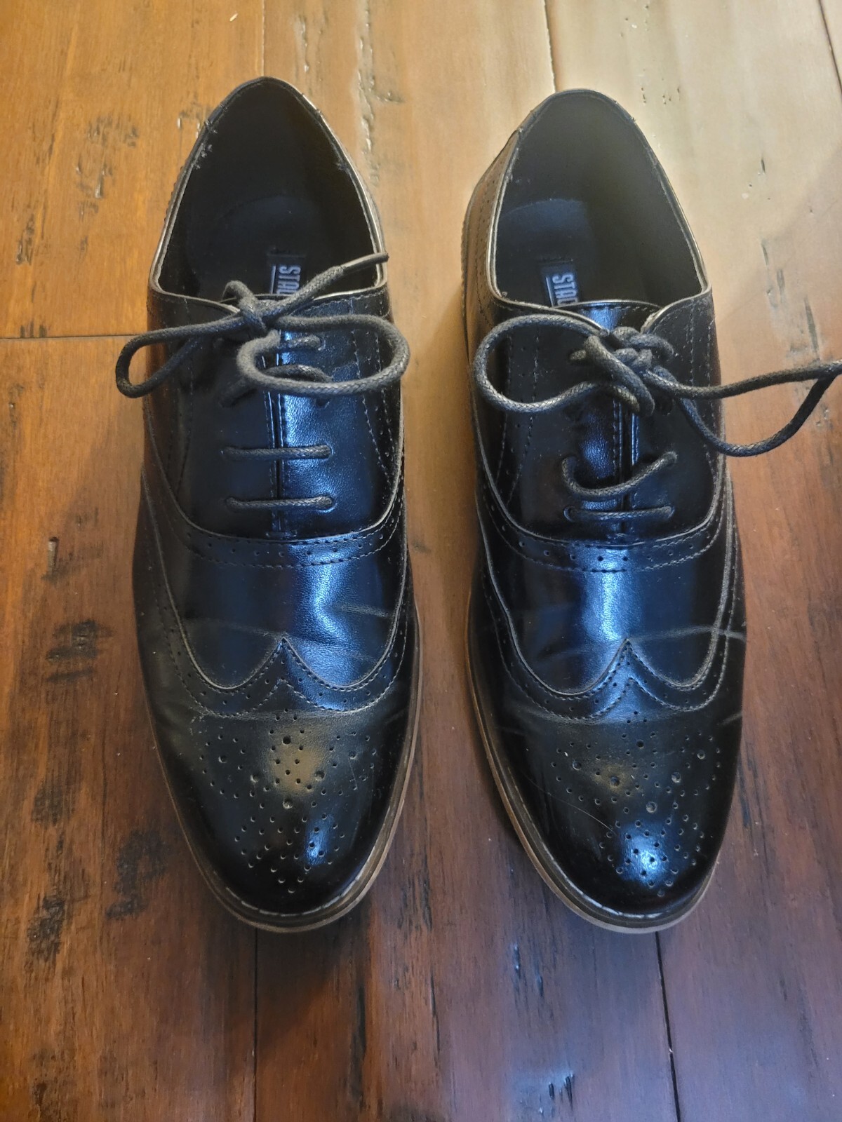SAOLA Stacy Adams Boy's Dunbar Oxfords Wing Tip Black Dress Shoes 43419 001