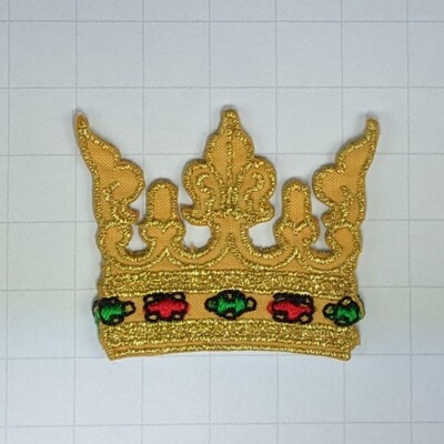 Glitter Golden Crown Patch Kids King Queen Royal Gold Gems Prince (Large, Small)