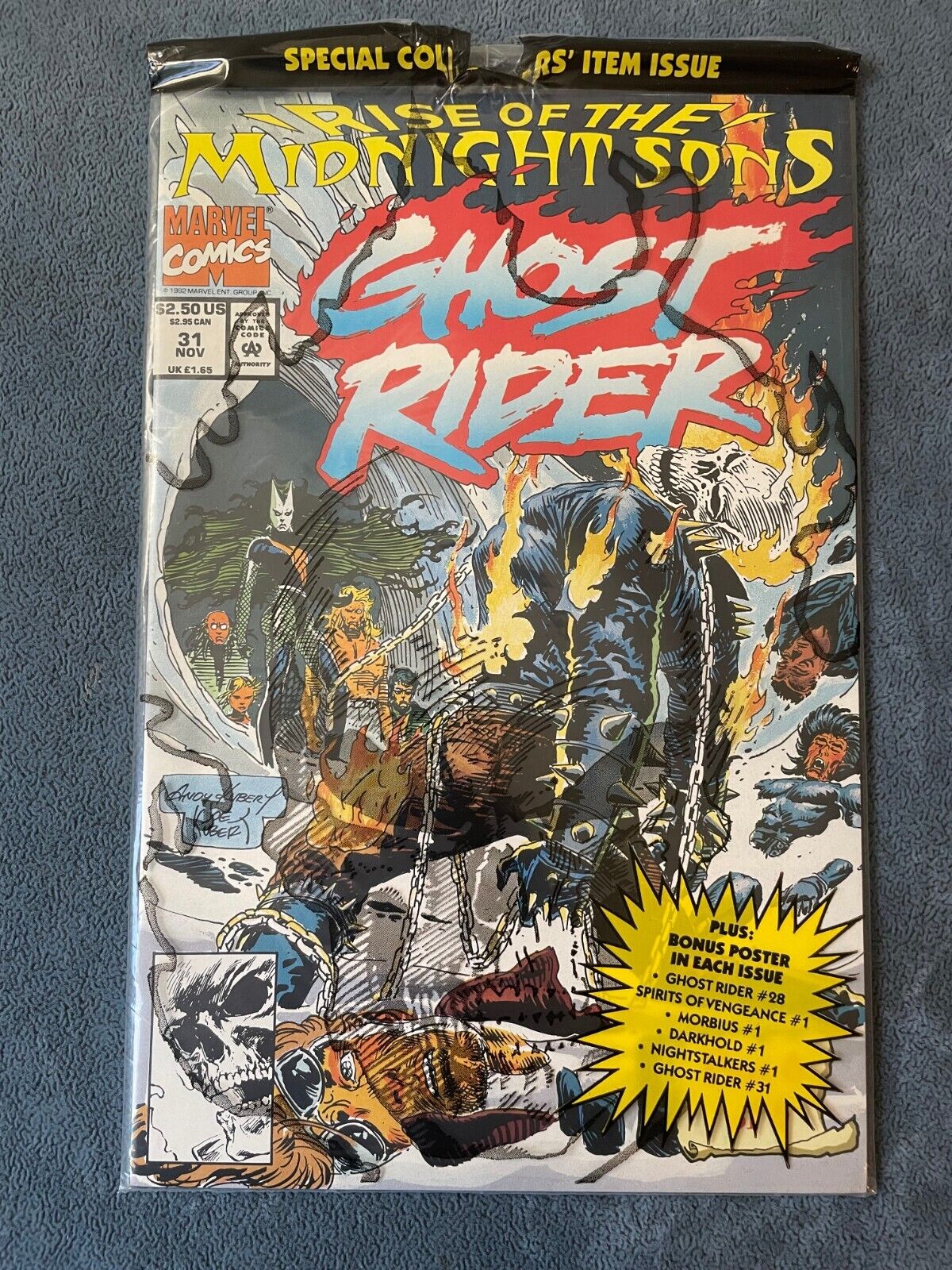 Ghost Rider #31 1992 Marvel Comic Book Open Polybagged Midnight Sons VF+