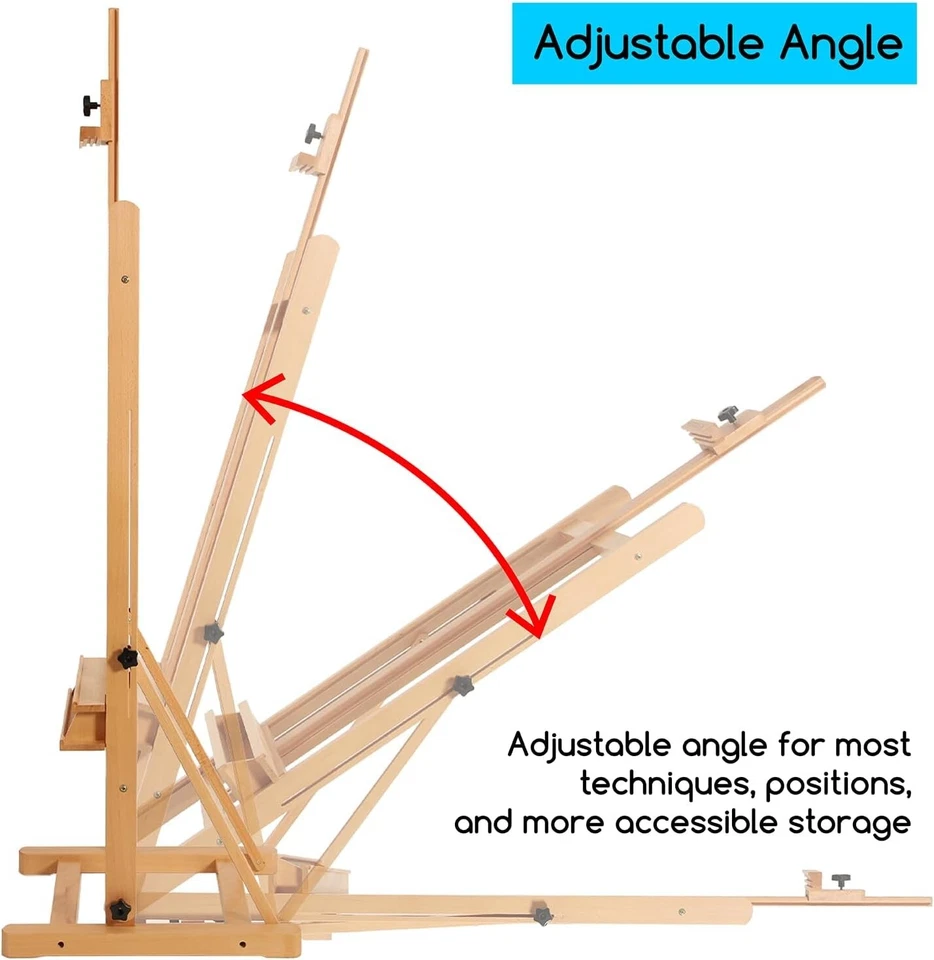 MEEDEN W02B-B Studio Easel Walnut Wood Adjustable with Castors & Tray - Image 2 of 4