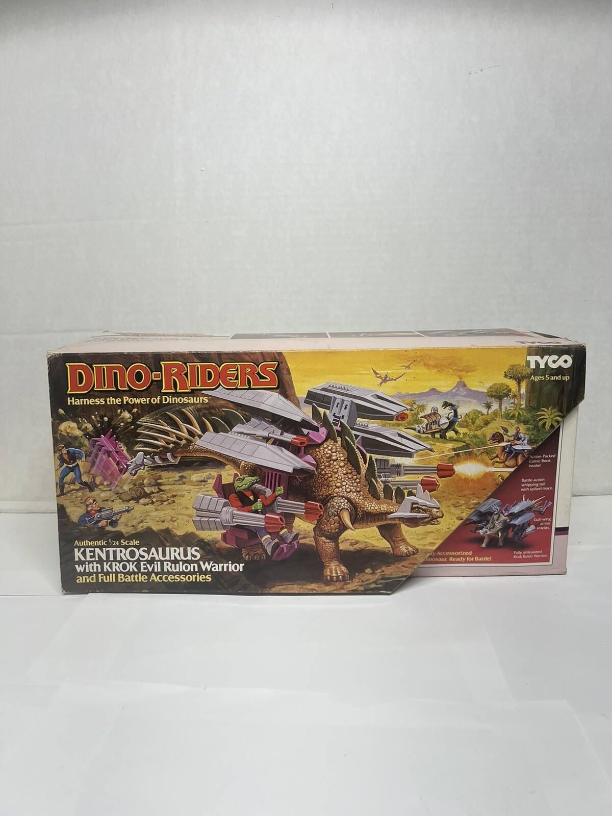Dino Riders Kentrosaurus Tyco MISB 1989 With Krok Evil Warrior New 9138 MIB 1/24