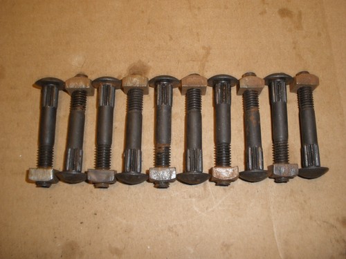(10) NOS Lamson 3/8-16 x 2-1/2" gerippte Schlittenschrauben & Vierkantmuttern Vintage USA